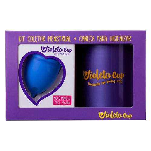 Violeta Cup Coletor Menstrual Kit – Coletor Menstrual Tipo B Azul + Caneca