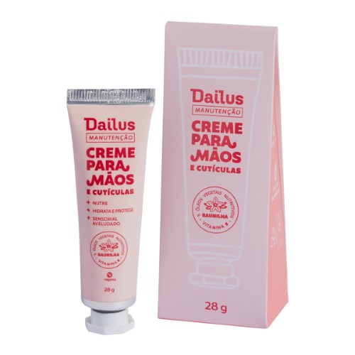 Creme para Mãos e Cutículas Dailus Manutenção Baunilha Vegano 28g