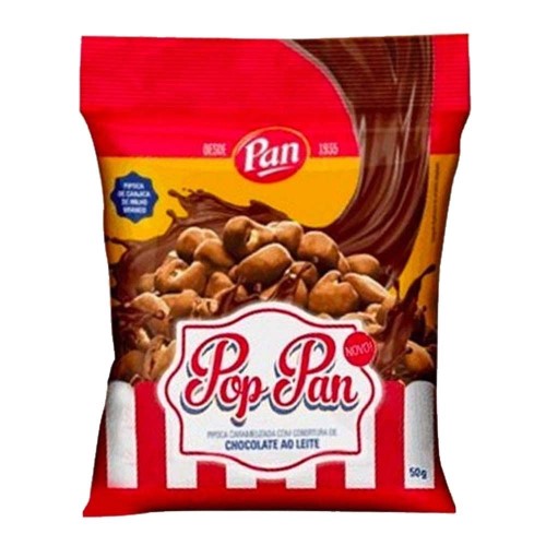 Pipoca Pan Pop Caramelizada com Cobertura de Chocolate ao Leite 50g