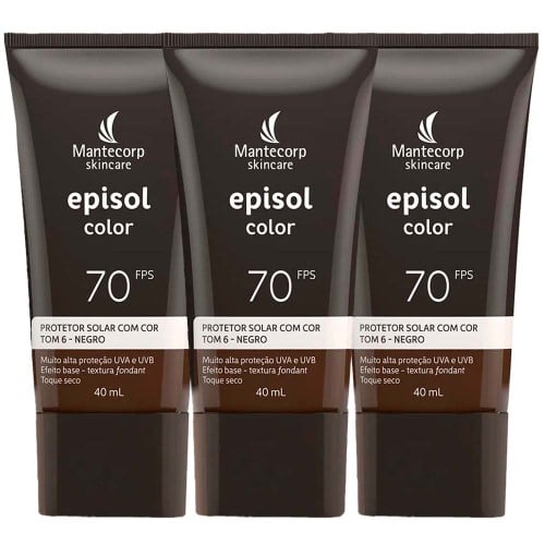 Mantecorp Skincare Episol Kit com 3 Unidades – Protetor Solar com Cor FPS70 – Negro 40ml 