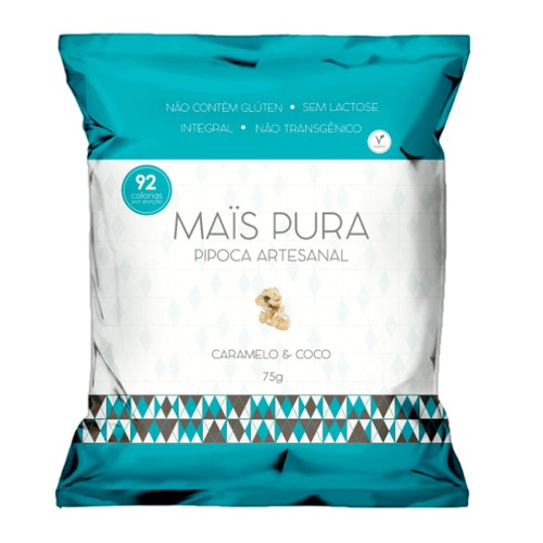 Pipoca Artesanal Mais Pura Sabor Caramelo e Coco 75g