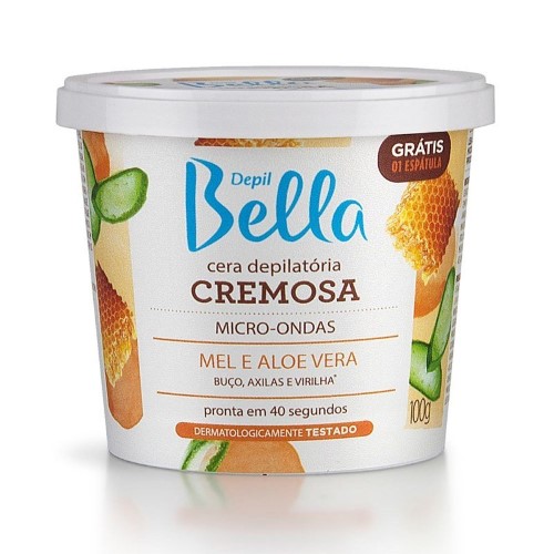 Cera Depil Bella Cremosa Para Microondas Mel E Aloe Vera 100g