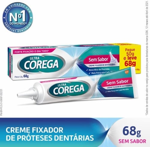 Creme Fixador De Dentadura Ultra Corega Leve 68g Pague 50g