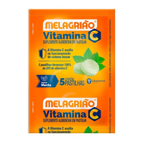 Pastilha Melagrião Zero Açúcar Sabor Menta 5 unidades