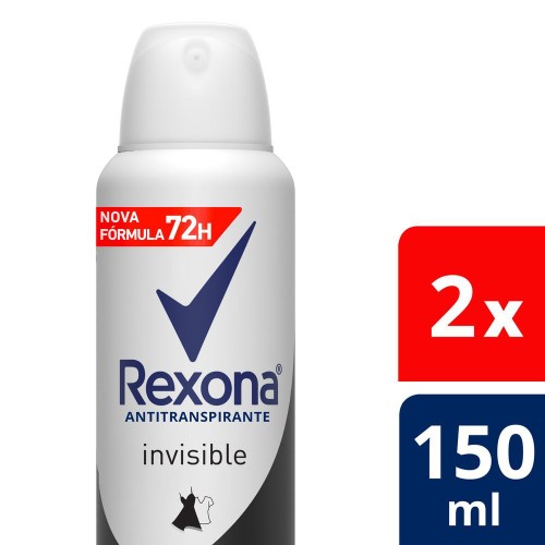 Desodorante Antitranspirante Rexona Invisible 2 Unidades 150ml Preço Especial