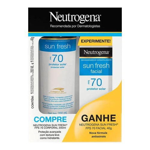 Protetor Solar Neutrogena Sun Fresh Corporal FPS 70 200ml + Protetor Solar Neutrogena Sun Fresh Facial FPS 70 40g