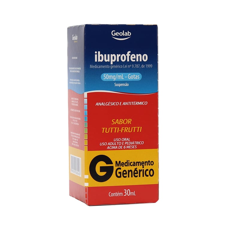 Ibuprofeno 50mg Gotas Sabor Tutty-Frutti 30ml Generico Geolab