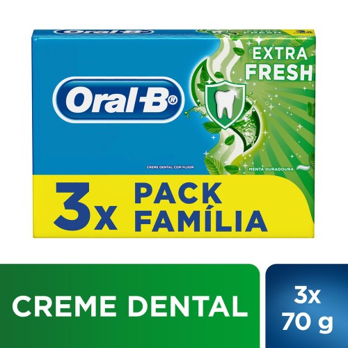 Creme Dental Oral-B Extra Fresh Pack Família 3 Unidades 70g Cada