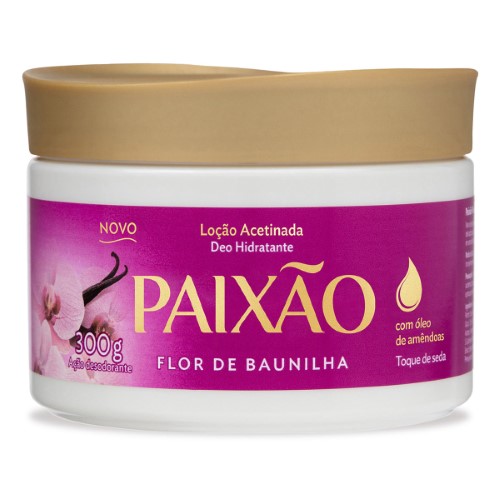 Loção Hidratante Acetinada Corporal Paixão Flor de Baunilha 300g