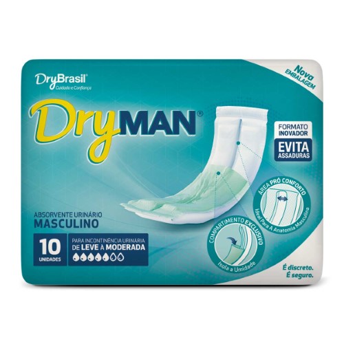 Absorvente Masculino Urinário Geriátrico DryMan - 10 unidades