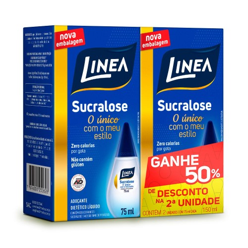 Adoçante Linea Sucralose Gotas com 2 Unidades de 75ml cada Ganhe 50% de Desconto na 2ª Unidade