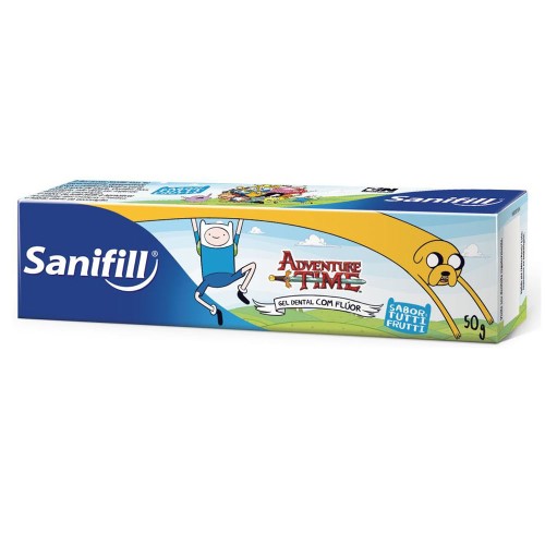 Gel Dental Infantil Sanifill Adventure Time com Flúor Tutti-Frutti com 50g