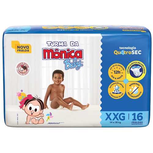 Fralda Turma da Mônica Baby XXG - 16 Unidades