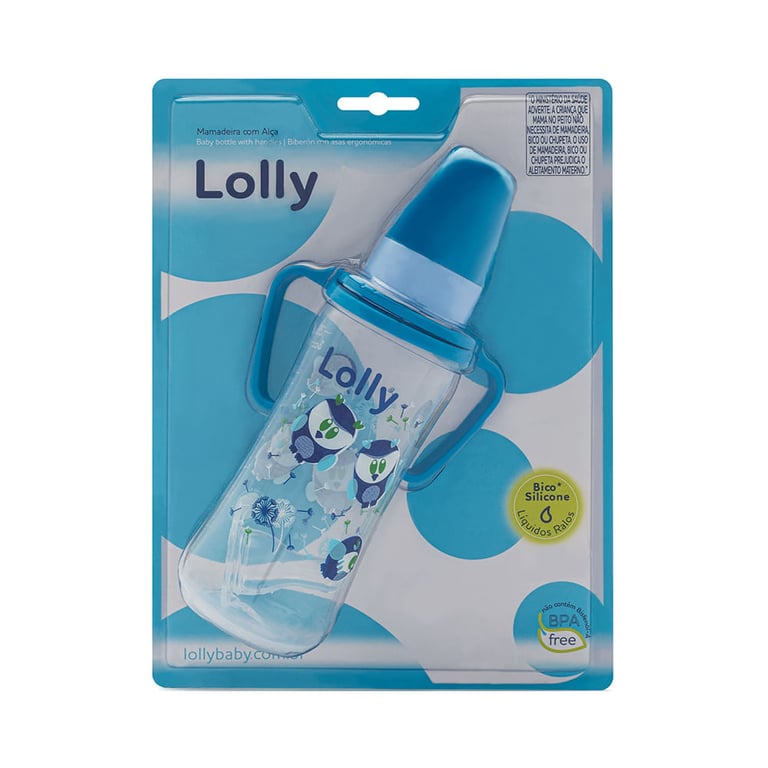 Mamadeira Lolly Azul Com Alcalina 240Ml - Mamilla