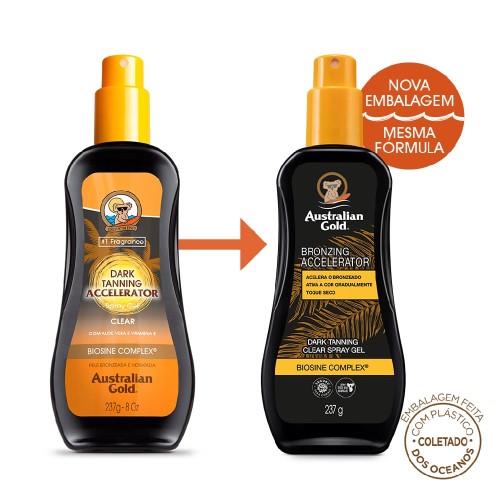 Bronzeador Acelerador Australian Gold Dark Tanning Clear Spray Gel com 237ml