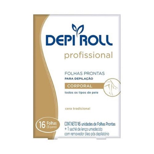 Folhas Prontas Depilatório Depi Roll-On Corporal Tradicional 8 Pares - Depi Roll