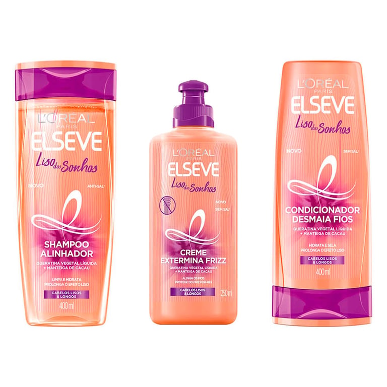 Elseve Liso dos Sonhos Kit - Shampoo + Condicionador + Creme de pentear