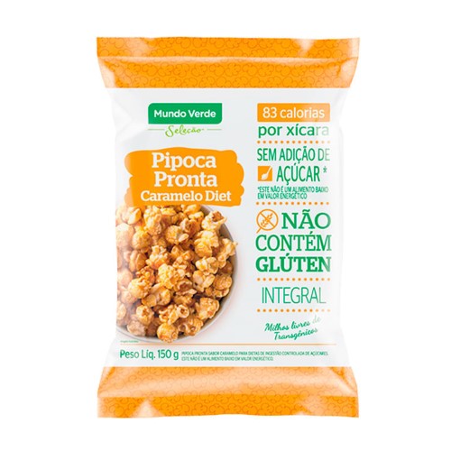 Pipoca Pronta Integral Mundo Verde Sabor Caramelo Diet com 150g