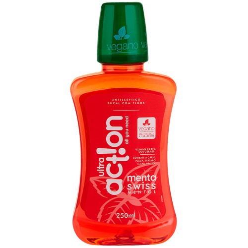 Antisséptico Bucal Com Flúor Ultra Action Menta Swiss Mentol