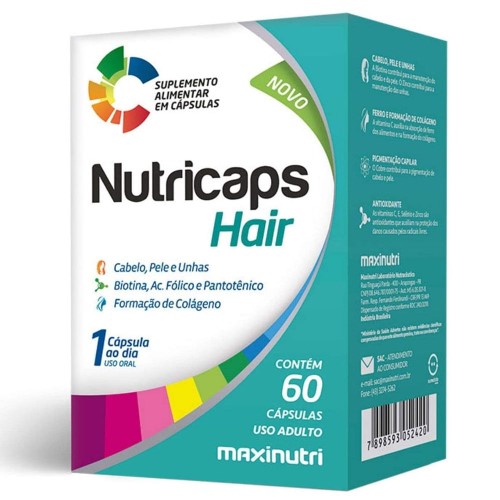 Suplemento Alimentar Nutricaps Hair Maxinutri - 60 Cápsulas