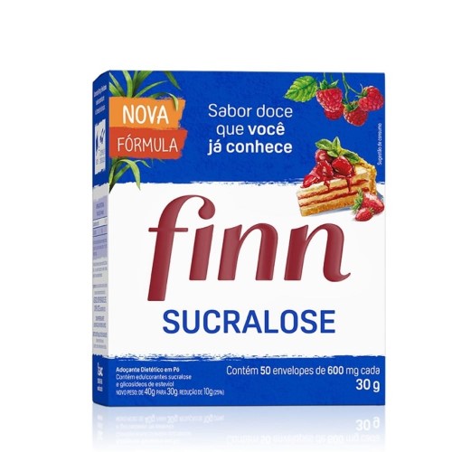 Adoçante Em Pó Finn Sucralose 50 Envelopes De 600mg Cada