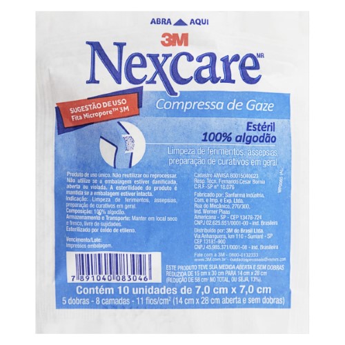 Compressa Gaze Nexcare Esteril 10Un - Nexcare