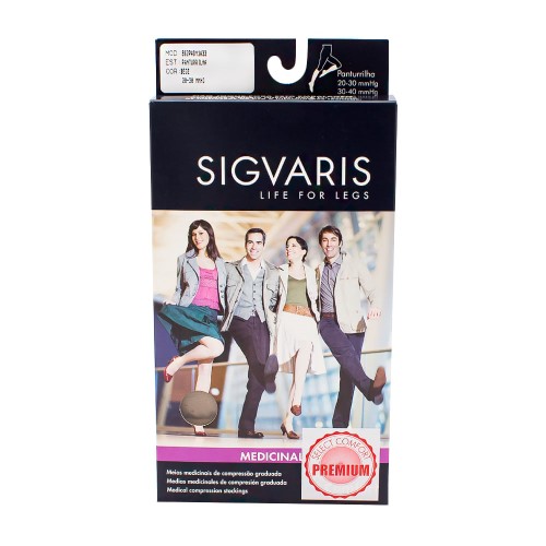 Meia Panturrilha (3/4) Sigvaris Select Comfort Premium 20-30 mmHg G (Tamanho Grande) Normal, Ponteira Aberta, Cor Natural