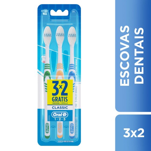 Escova Dental Oral-B Classic Macia 40 C/ 3 Escovas