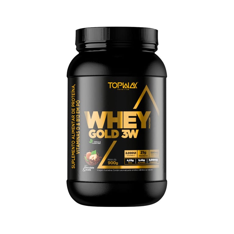 Suplemento Topway Whey Protein Gold 3w Avelão Com Chocolate 900g