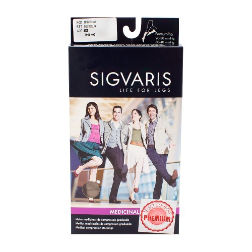 Meia Panturrilha (3/4) Sigvaris Select Comfort Premium 30-40 Mmhg P (tamanho Pequeno) Normal, Ponteira Aberta, Cor Natural