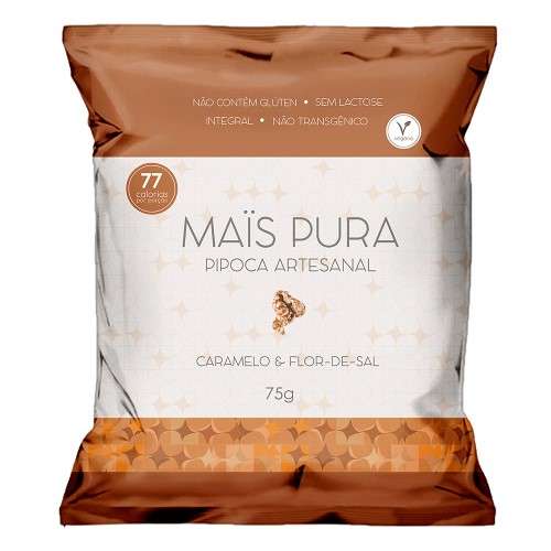 Pipoca Artesanal Maïs Pura Sabor Caramelo E Flor De Sal 75g