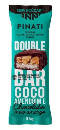 Barra de Coco e Amendoim Pinati Double Chocolate Meio Amargo com 1 unidade de 35g