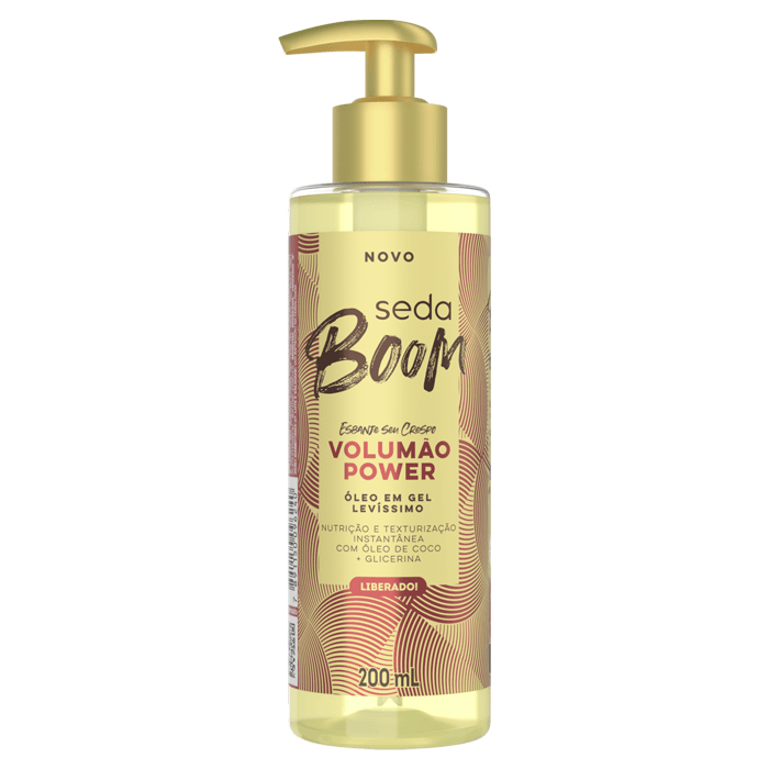 Óleo Em Gel Levíssimo Com Óleo De Coco E Glicerina Seda Boom Volumão Power Frasco 200ml Pump