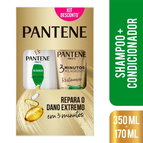 Shampoo Pantene Restauração 350ml + Condicionador 3 Minutos Milagrosos 170ml