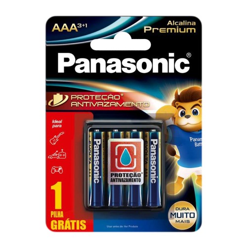 Pilhas Panasonic AAA Alcalina Premium Leve 4 Pague 3