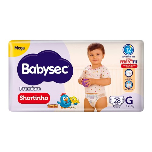 Fralda Shortinho Babysec Premium Tamanho G com 28 Fraldas Descartáveis