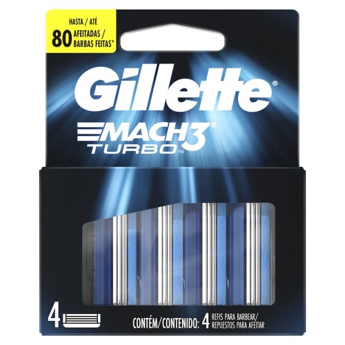 Carga Para Aparelho De Barbear Gillette Mach3 Turbo 4 unidades