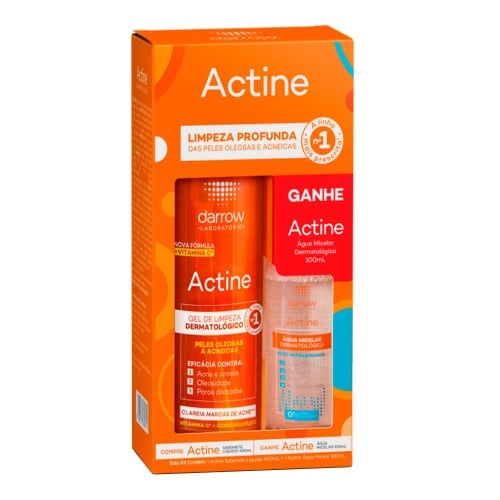 Kit Actine Gel de Limpeza 400ml + Água Micelar 100ml