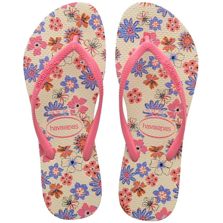 Sandálias Havaianas Slim Romance Bege/Rosa Tamanho 39/40 com 1 Par