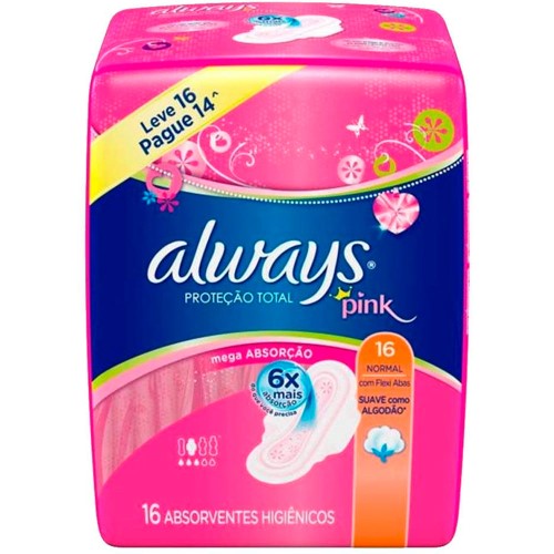 Absorvente Always Pink Suave Com Abas Leve 16 Pague 14