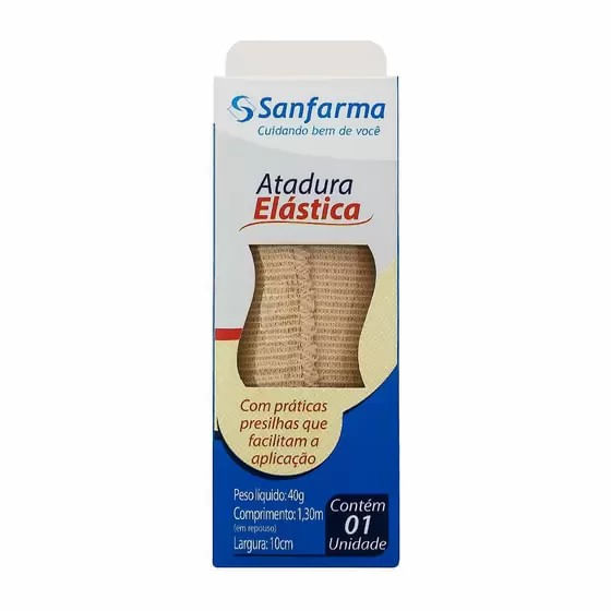 Atadura Elástica Sanfarma 10cm x 1,30m com 1 Unidade