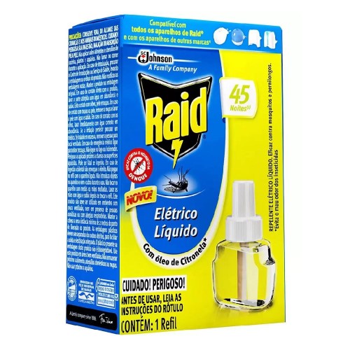 Inseticida Refil Raid 45 Noites Elétrico Citronela 32,9ml