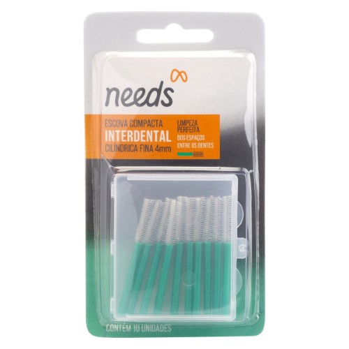 Escova Compacta Interdental Needs Cilíndrica Fina 4mm cor Verde 10 unidades