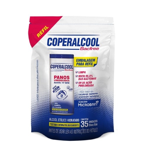 Refil Pano Umedecido Coperalcool Bacfree Classico 35 unidades