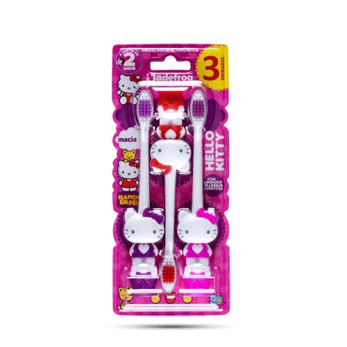 Escova dental Jade Frog Hello Kitty 3D Mac 3 unidades