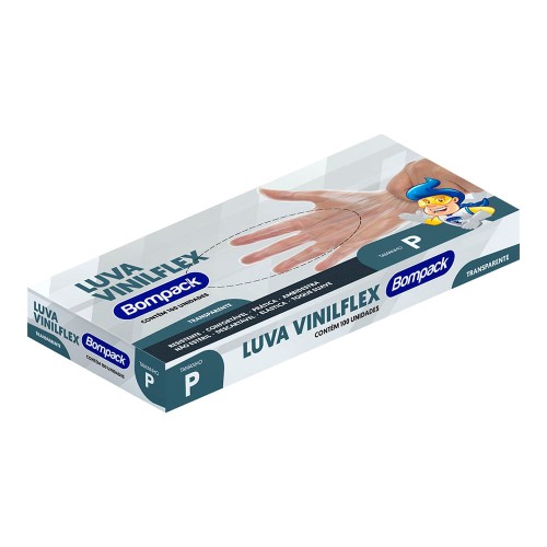 Luva Vinilflex Transparente Sem Pó Tamanho P 100 Unidades