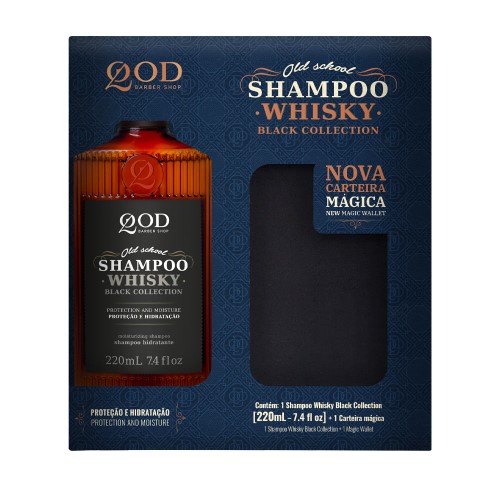 Shampoo Qod Barber Shop Whisky Black Collection 220ml + 1 Carteira Mágica