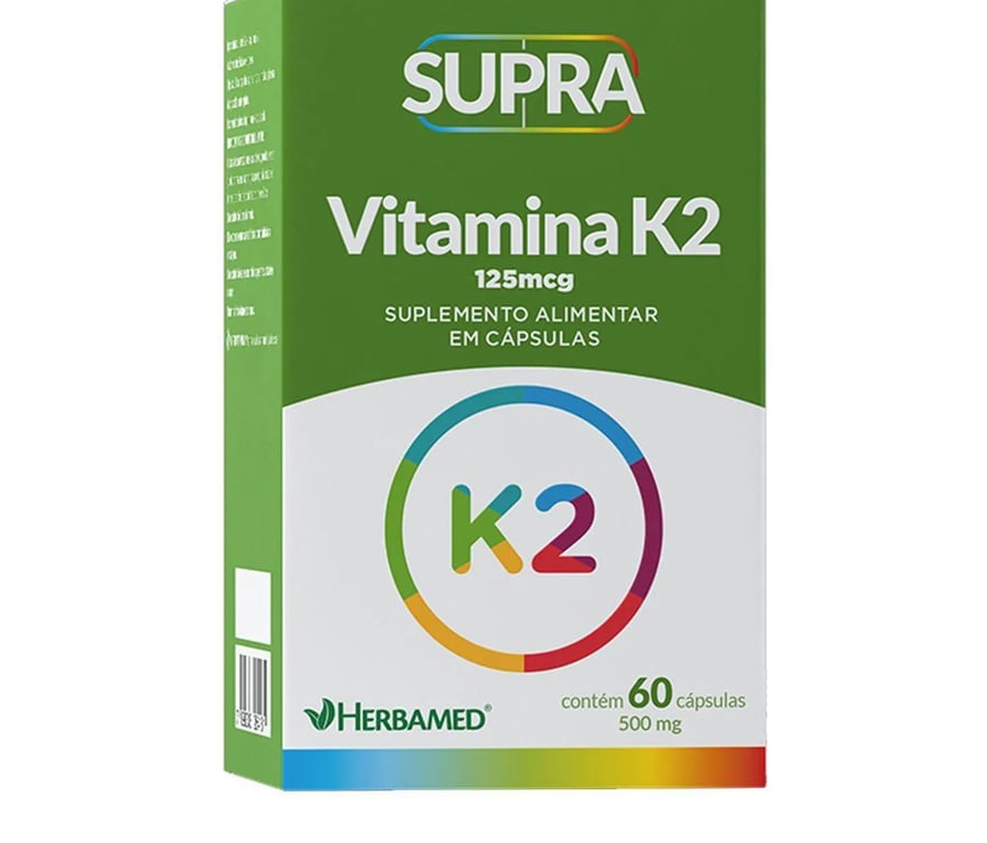 Vitamina K2 Herbamed Supra 500mg, frasco com 60 cápsulas