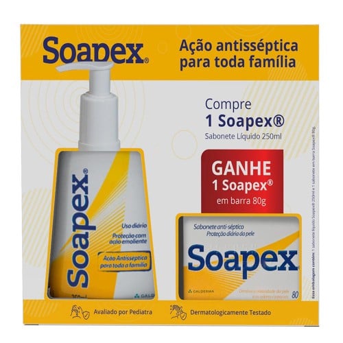 Soapex Sabonete Líquido 250ml e Ganhe Soapex Sabonete em Barra 80g