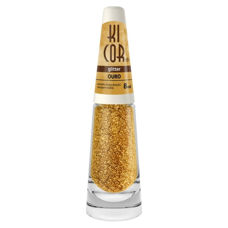 Esmalte Kicor Glitter Ouro 8Ml - Kicor